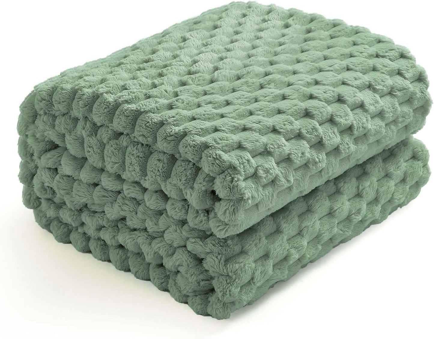Flannel Fleece Throw Blanket(50X70 Inches), Big 3D Clouds Stylish Hexagon Jacquard Decorative Fuzzy Blankets for Household, Camping, and Travel, Super Soft Cozy, Burnt Orange