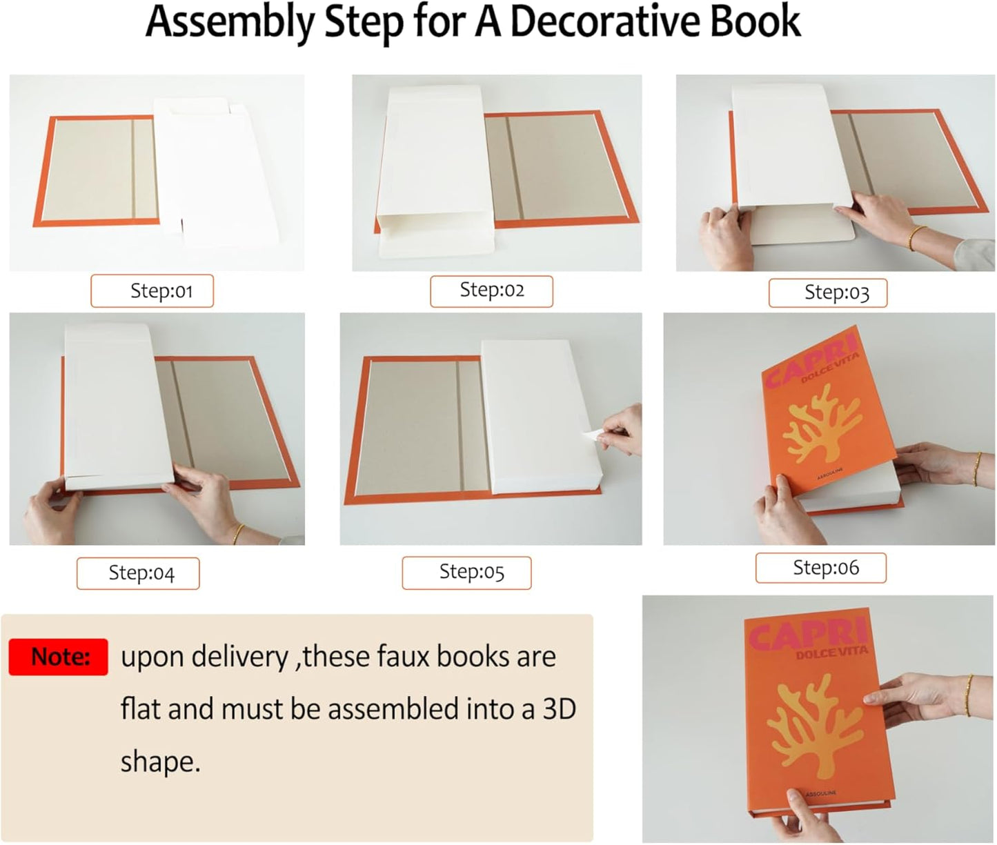 Chic Faux Book Set for Stylish Home Decor - Preppy Aesthetic Collection (Set of 3) (Orange, White, Balck)