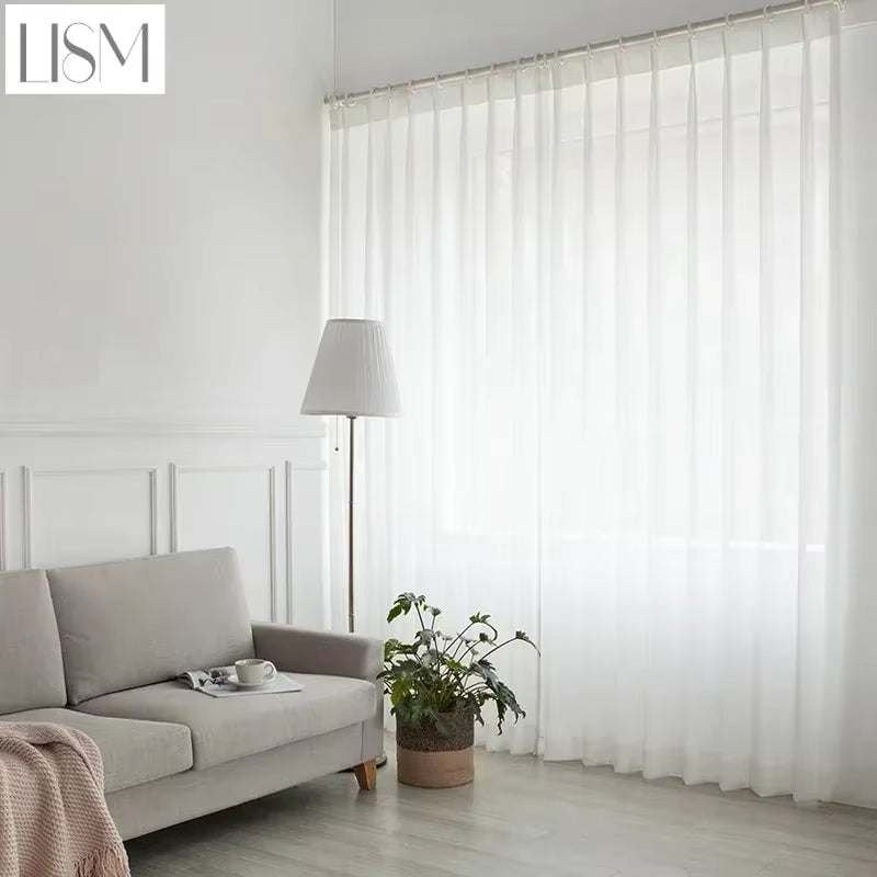 White Sheer Tulle Curtain Panel – Lightweight Voile Window Drapes for Living Room, Bedroom & Kitchen Decor