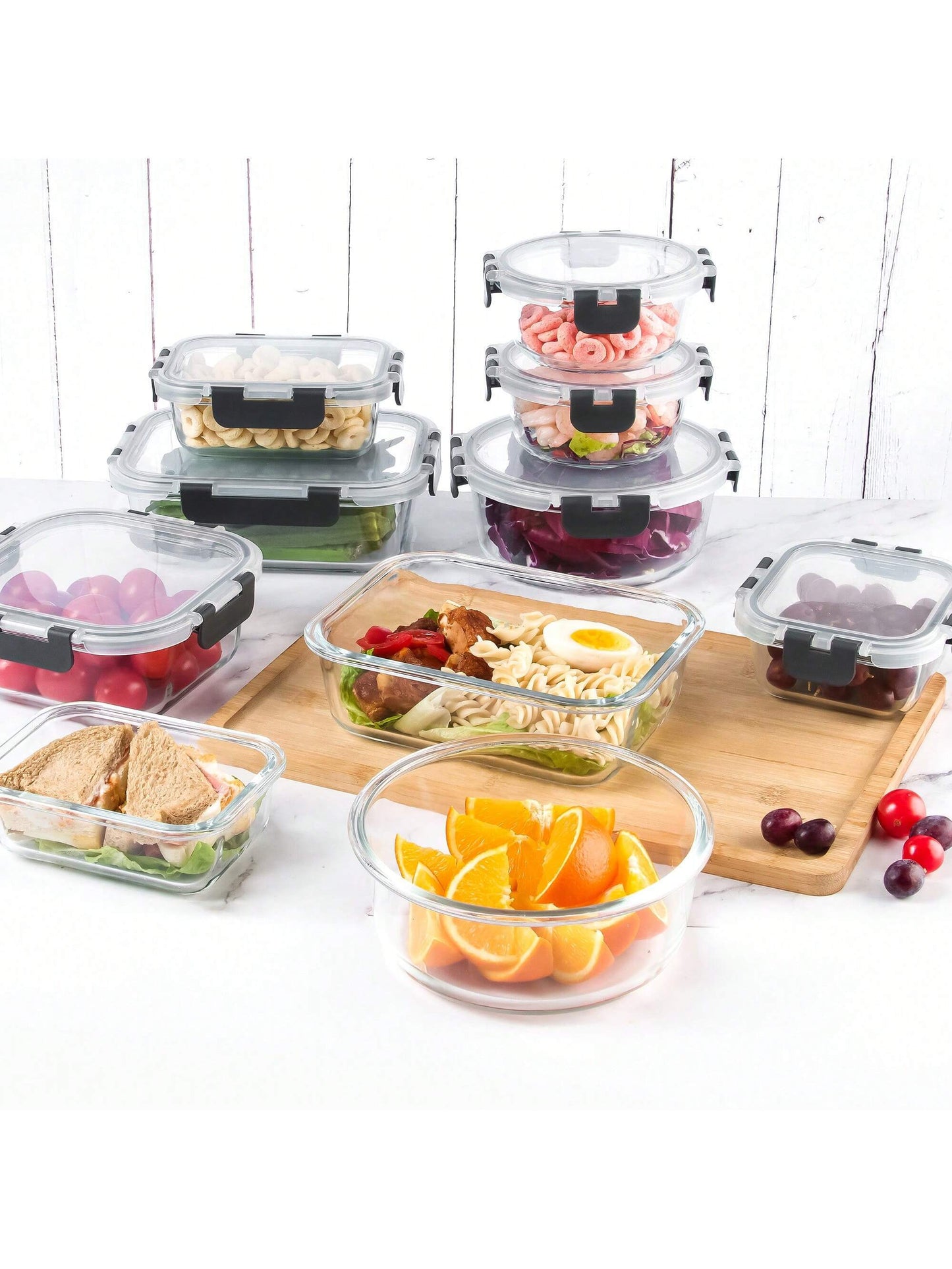 24-Piece High Borosilicate Glass Meal Prep Containers with Steam Vent – Airtight Food Storage Set with Lids (Blue)