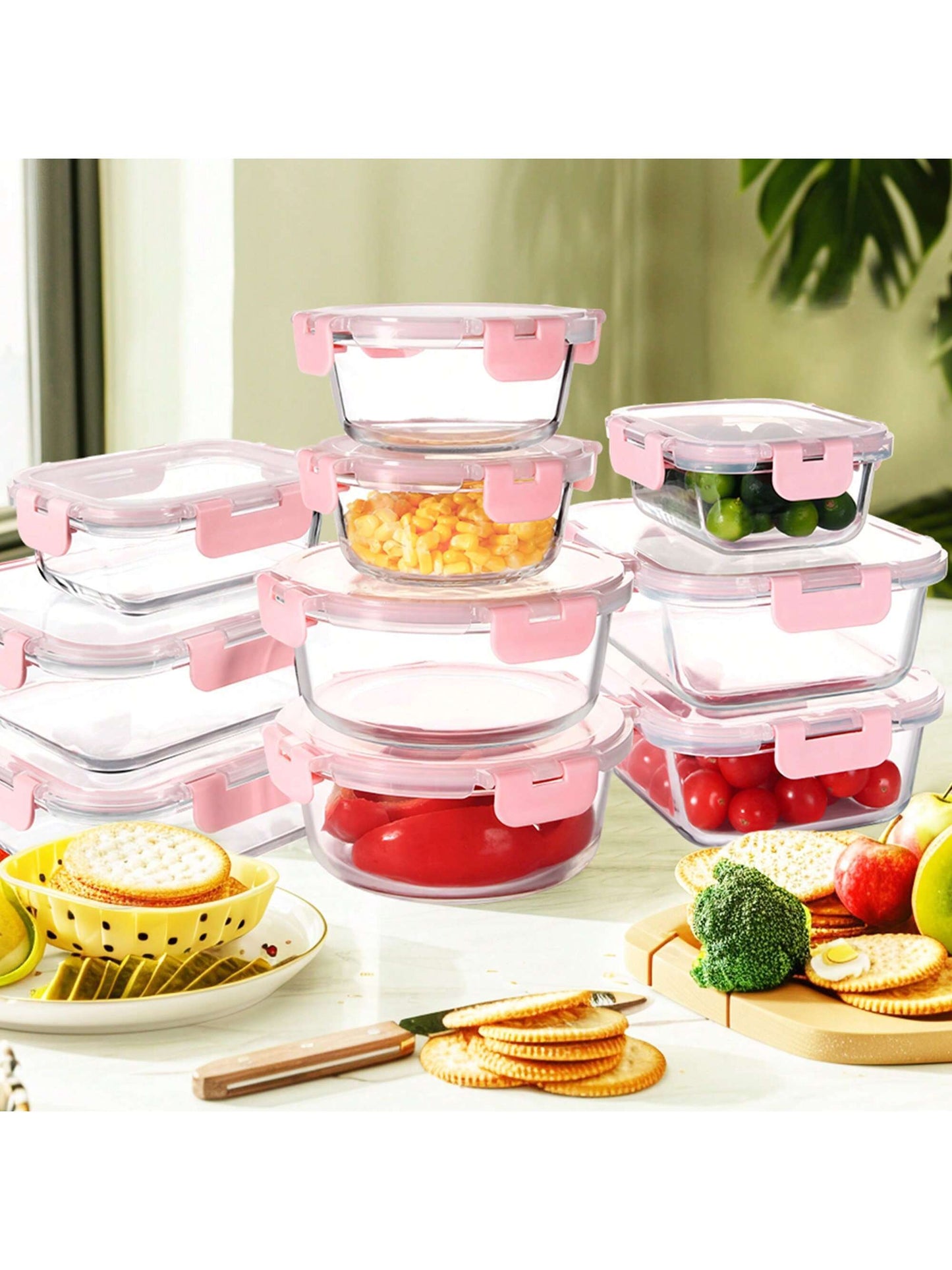 24-Piece High Borosilicate Glass Meal Prep Containers with Steam Vent – Airtight Food Storage Set with Lids (Blue)