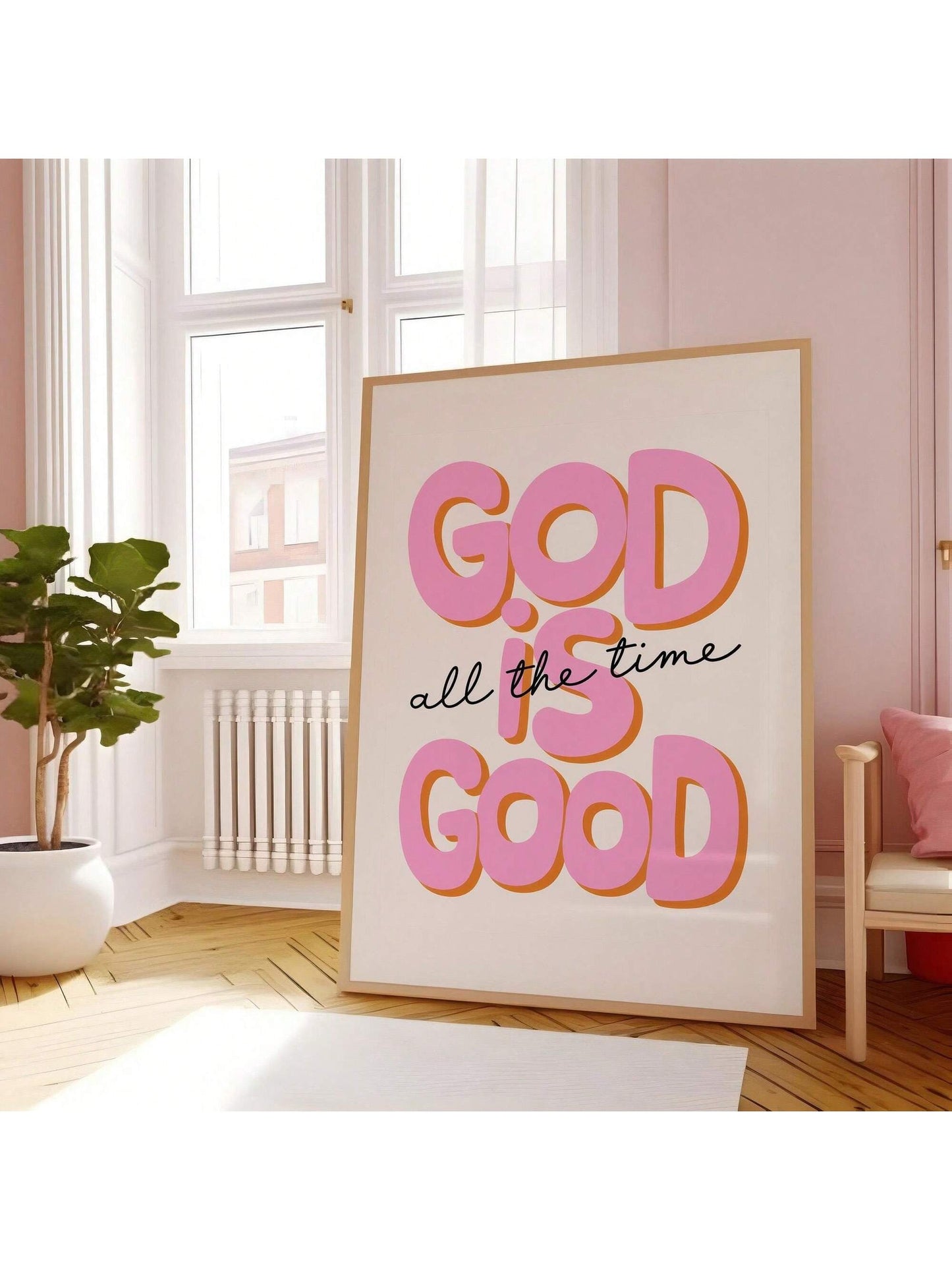"God Is Good All the Time" Retro Christian Wall Art – Unframed Canvas Print