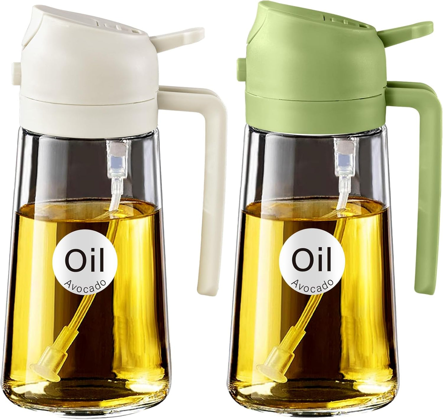 2-in-1 Olive Oil Dispenser & Sprayer – 16oz Glass Bottle for Cooking, Salad, BBQ (Black)