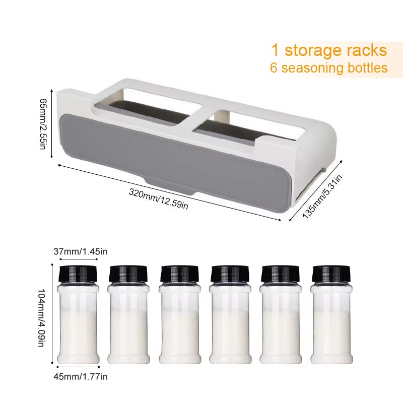 Under-Shelf Spice Rack Drawer – Self-Adhesive Pull-Out Organizer for Kitchen Seasoning Bottles