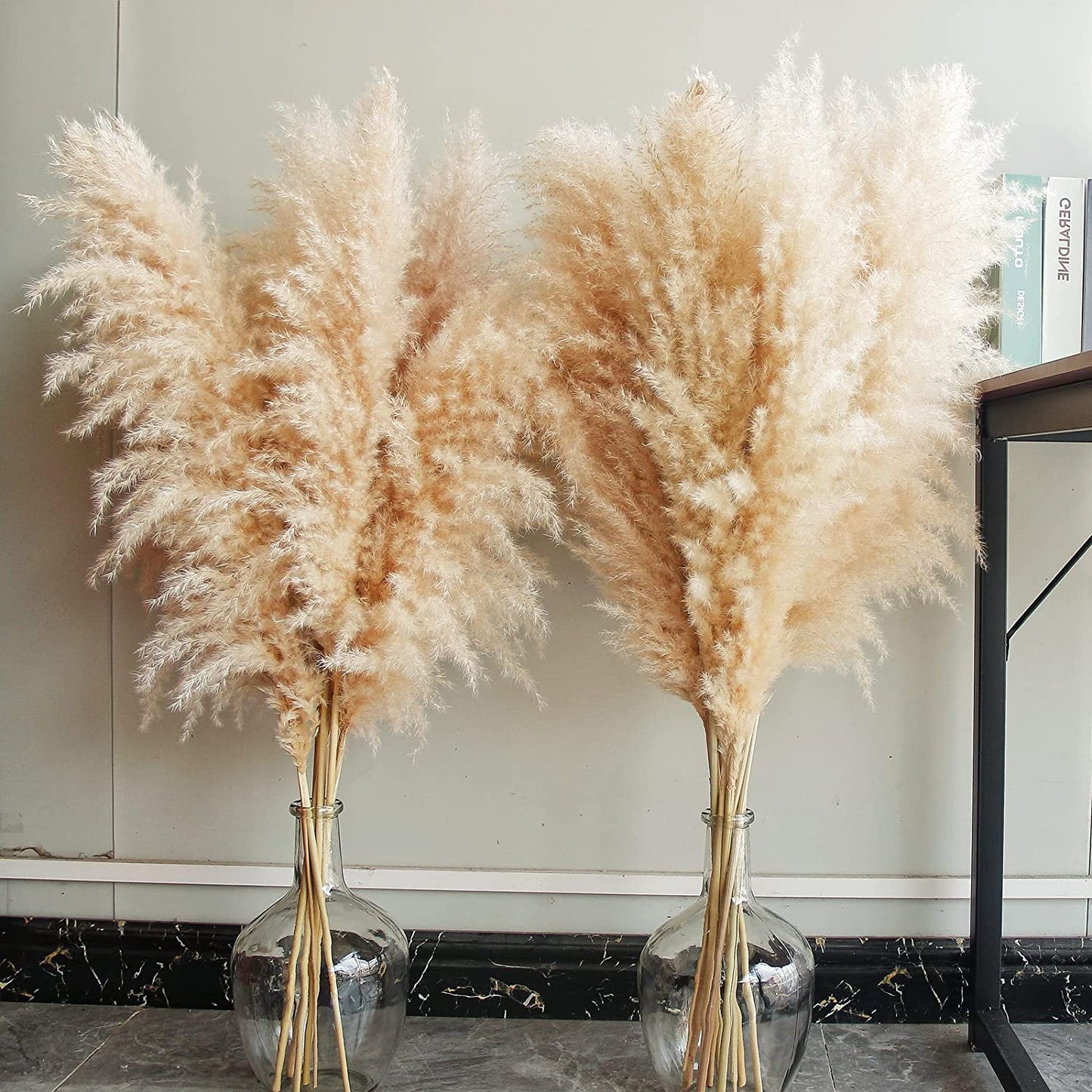 40" Natural Pampas Grass – 10 Stems Tall Beige Dried Floral Bouquet for Boho, Wedding, Farmhouse & Home Decor