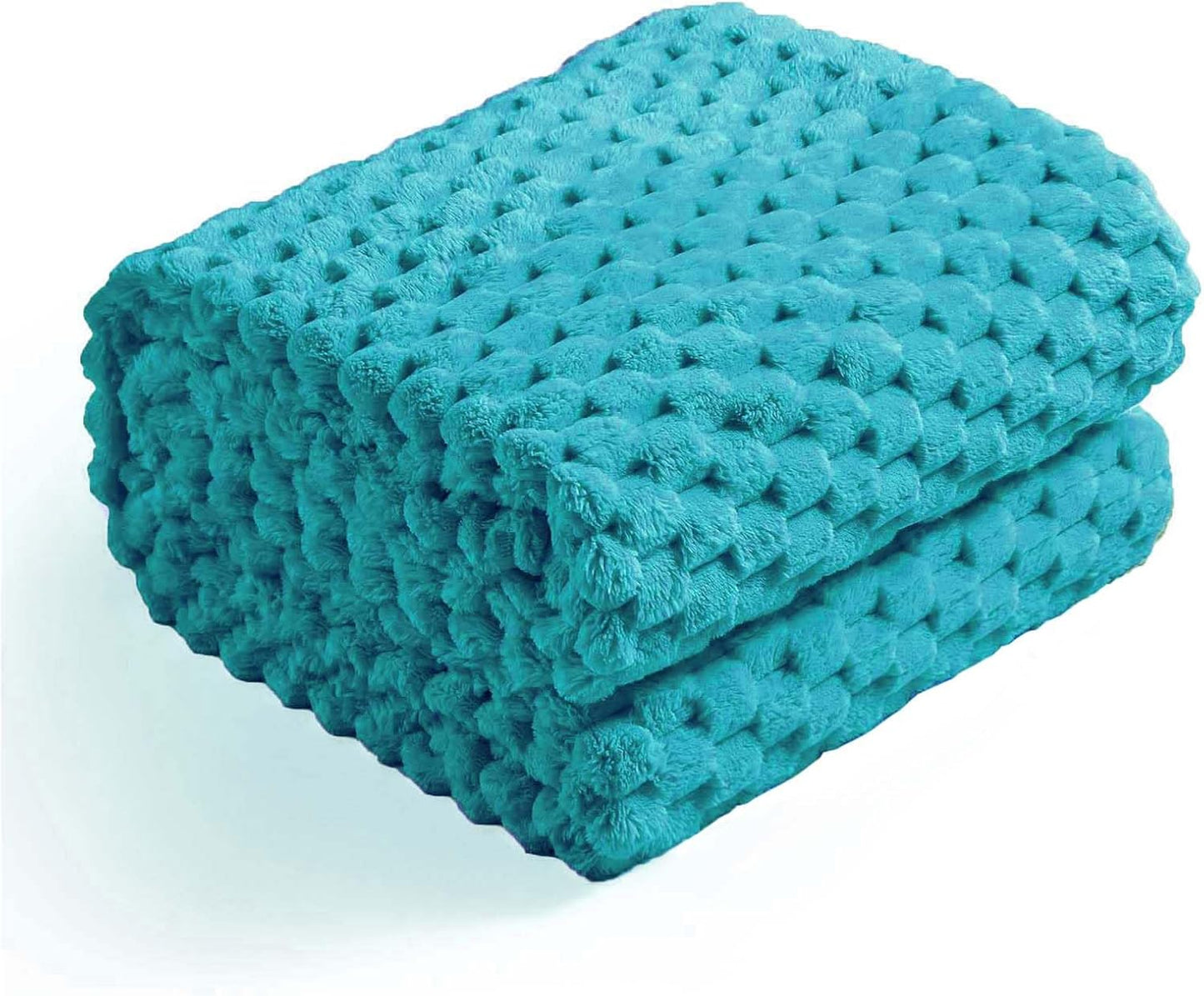 Flannel Fleece Throw Blanket(50X70 Inches), Big 3D Clouds Stylish Hexagon Jacquard Decorative Fuzzy Blankets for Household, Camping, and Travel, Super Soft Cozy, Burnt Orange