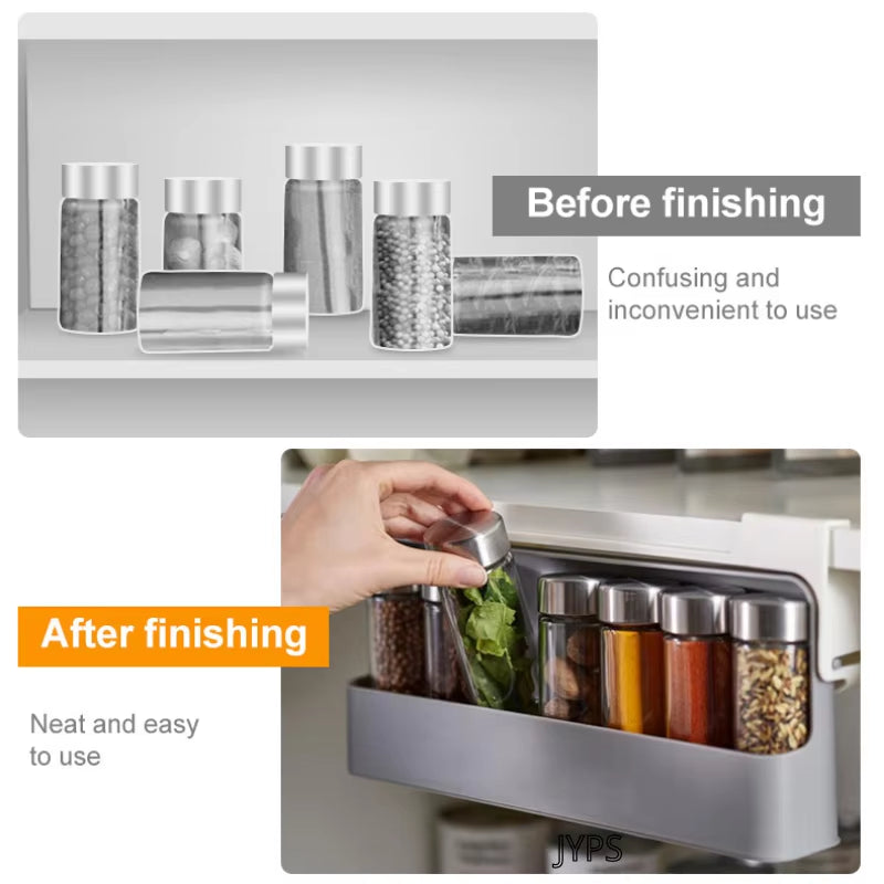Under-Shelf Spice Rack Drawer – Self-Adhesive Pull-Out Organizer for Kitchen Seasoning Bottles