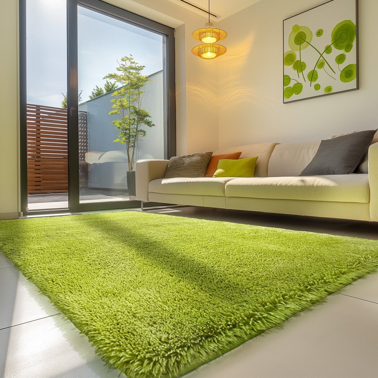 Large Grey Shaggy Area Rug – Ultra-Soft Fluffy Carpet with Non-Slip Bottom for Living Room & Bedroom