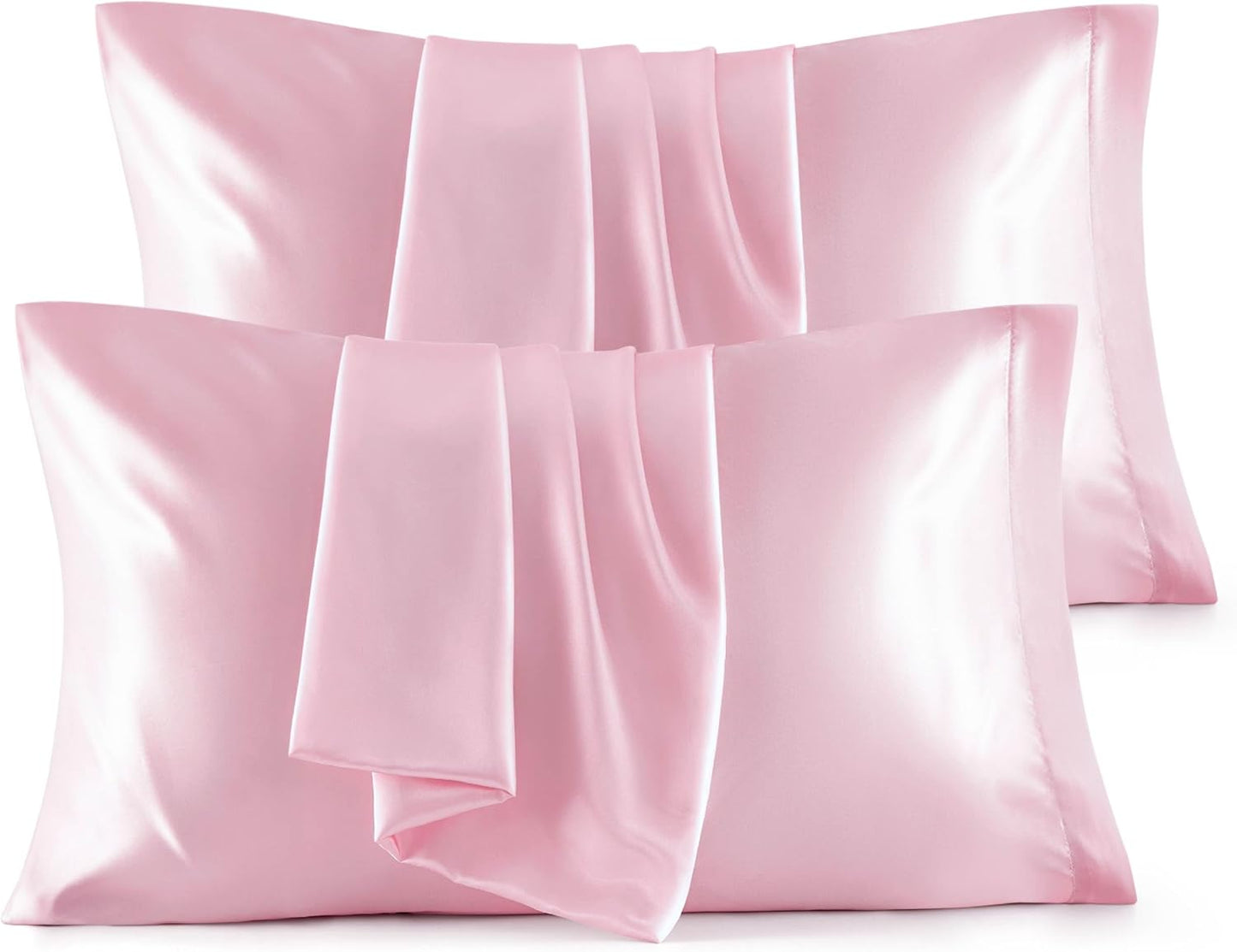 Satin Pillowcases – Queen Size Set of 2, Silk-Like Cooling Pillow Covers for Hair & Skin, Silver Grey (20x30")
