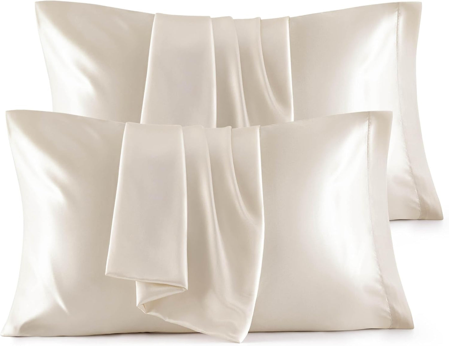 Satin Pillowcases – Queen Size Set of 2, Silk-Like Cooling Pillow Covers for Hair & Skin, Silver Grey (20x30")
