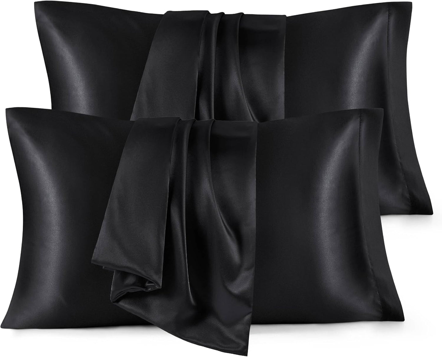 Satin Pillowcases – Queen Size Set of 2, Silk-Like Cooling Pillow Covers for Hair & Skin, Silver Grey (20x30")