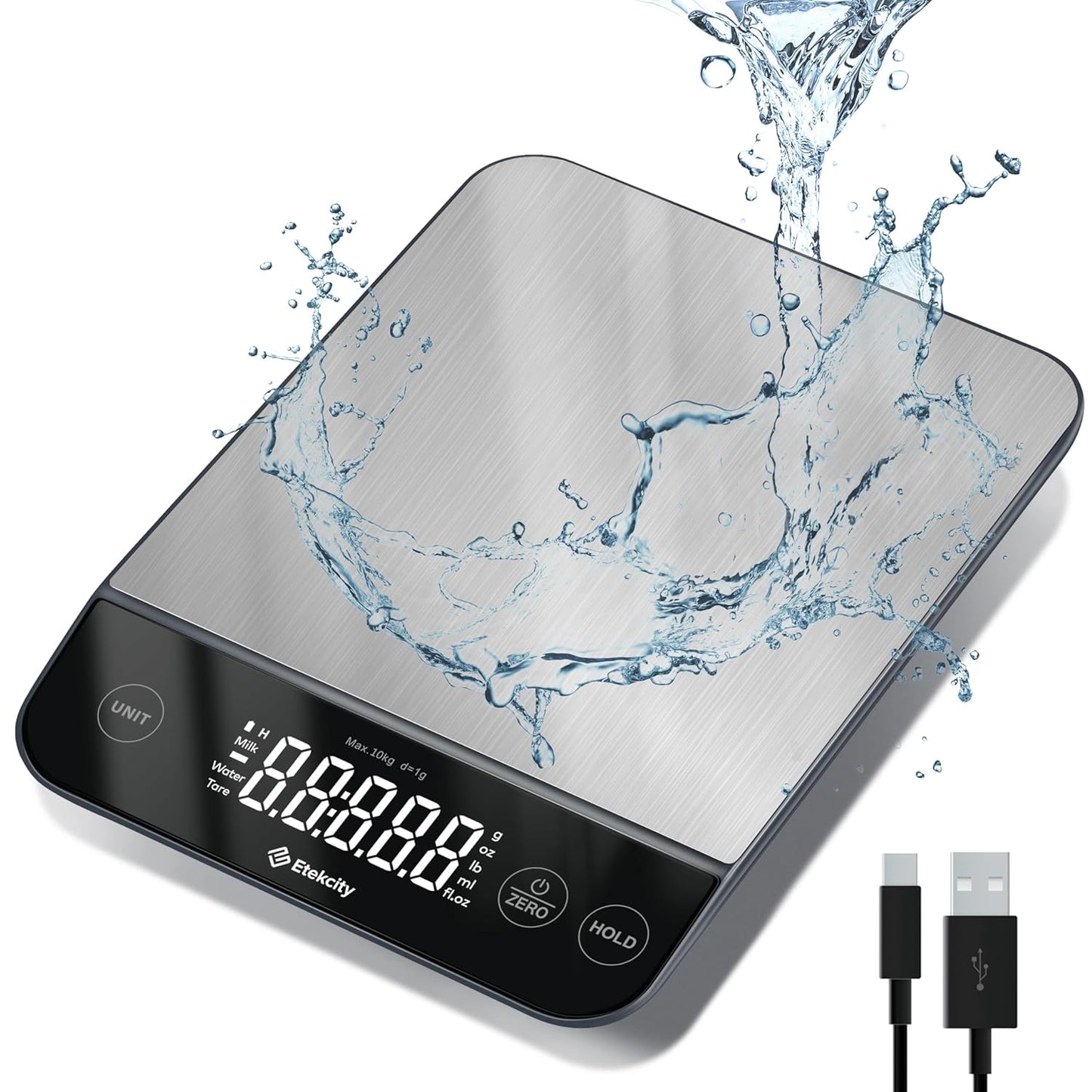 Digital Food Kitchen Scale โ Stainless Steel with LCD Display, 5-Unit Modes, Tare Function & Batteries Included (11lb Capacity)