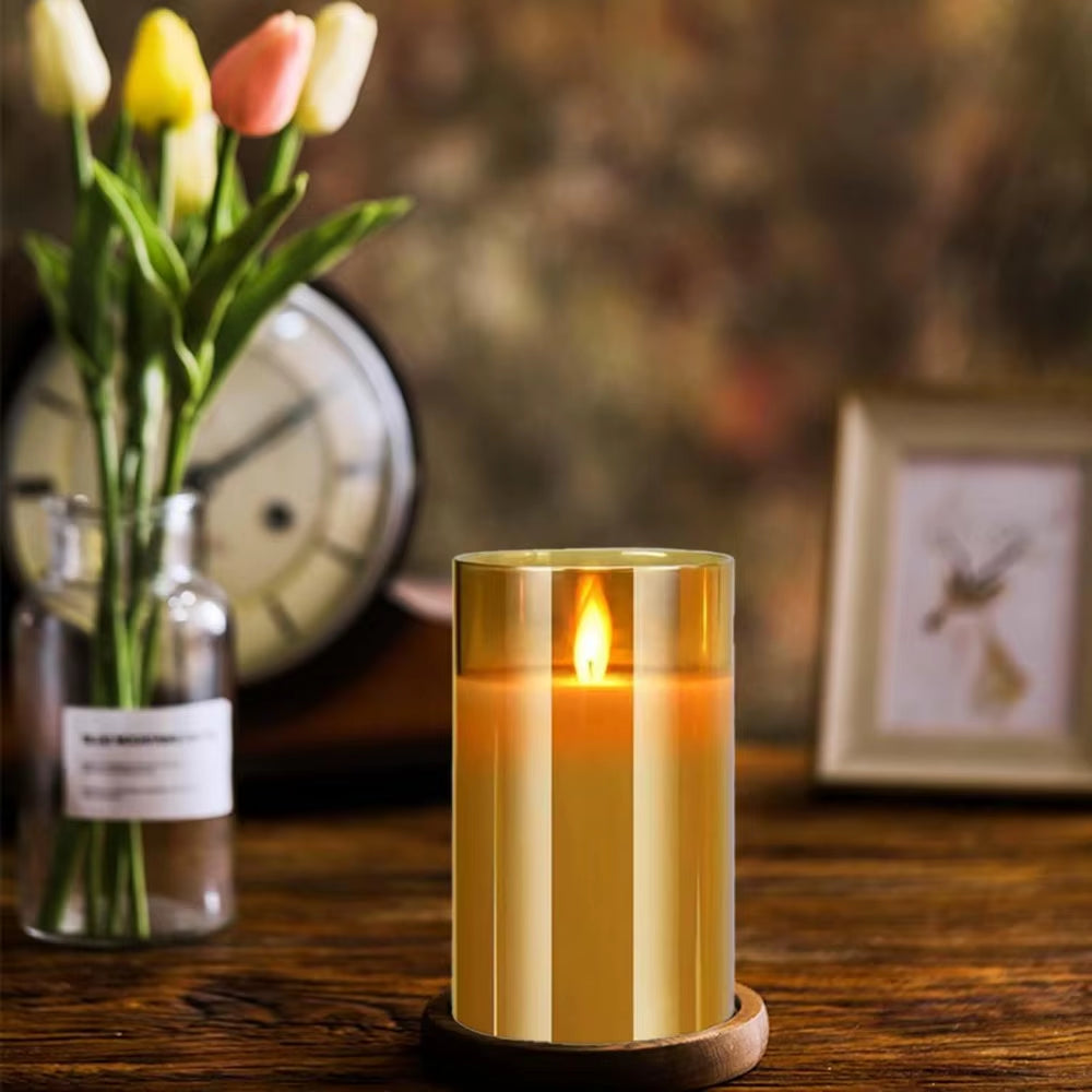 Set of 3 LED Flameless Candles – Acrylic Battery Candles with Remote Control & Timer, Warm Glow for Weddings, Holidays & Home Decor