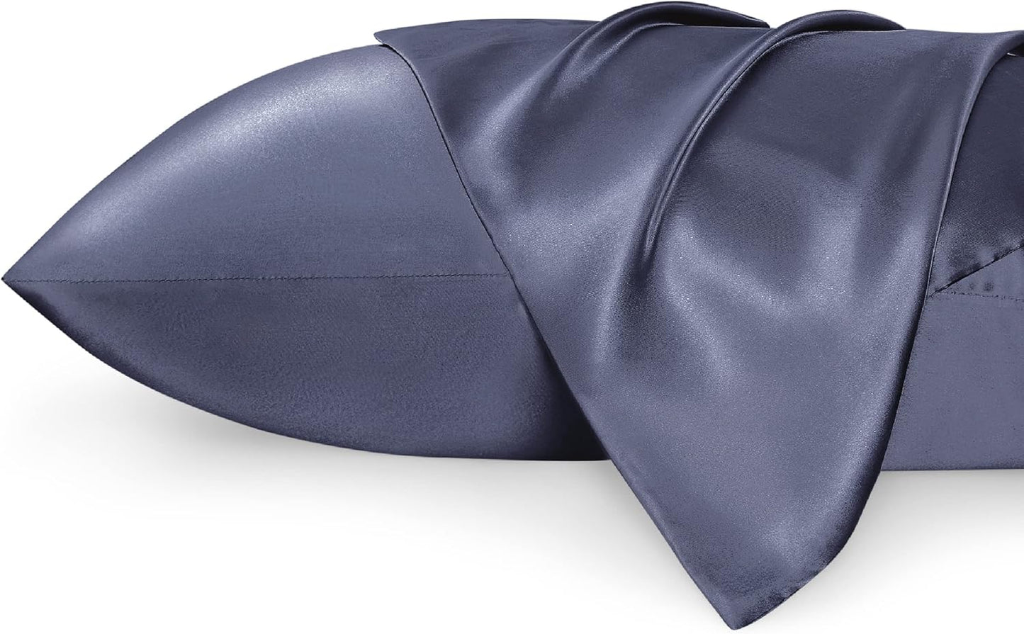 Satin Pillowcases – Queen Size Set of 2, Silk-Like Cooling Pillow Covers for Hair & Skin, Silver Grey (20x30")