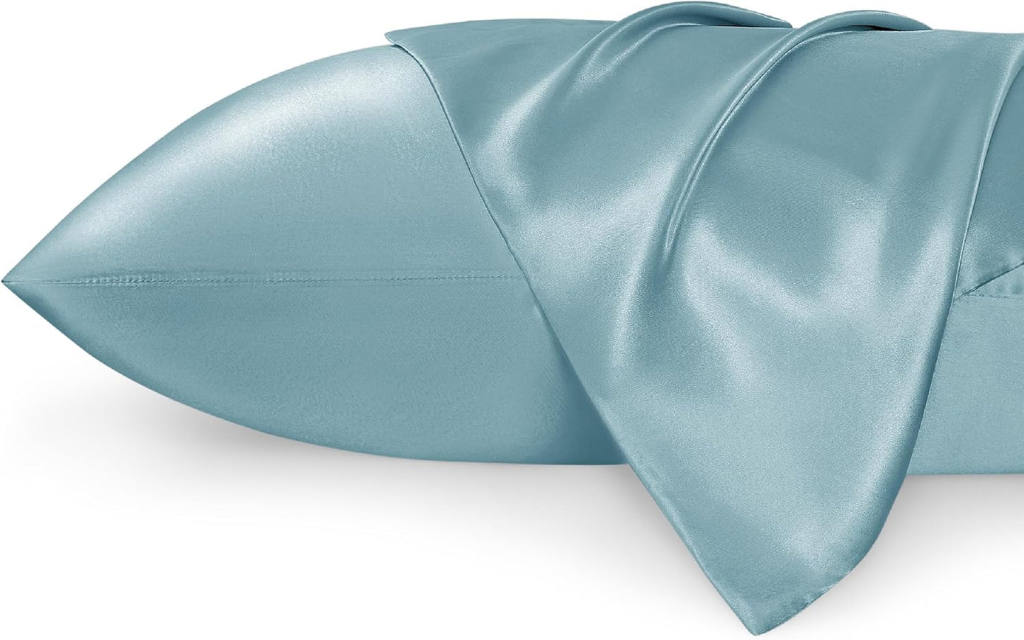 Satin Pillowcases – Queen Size Set of 2, Silk-Like Cooling Pillow Covers for Hair & Skin, Silver Grey (20x30")