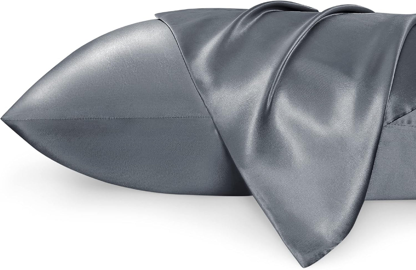Satin Pillowcases – Queen Size Set of 2, Silk-Like Cooling Pillow Covers for Hair & Skin, Silver Grey (20x30")