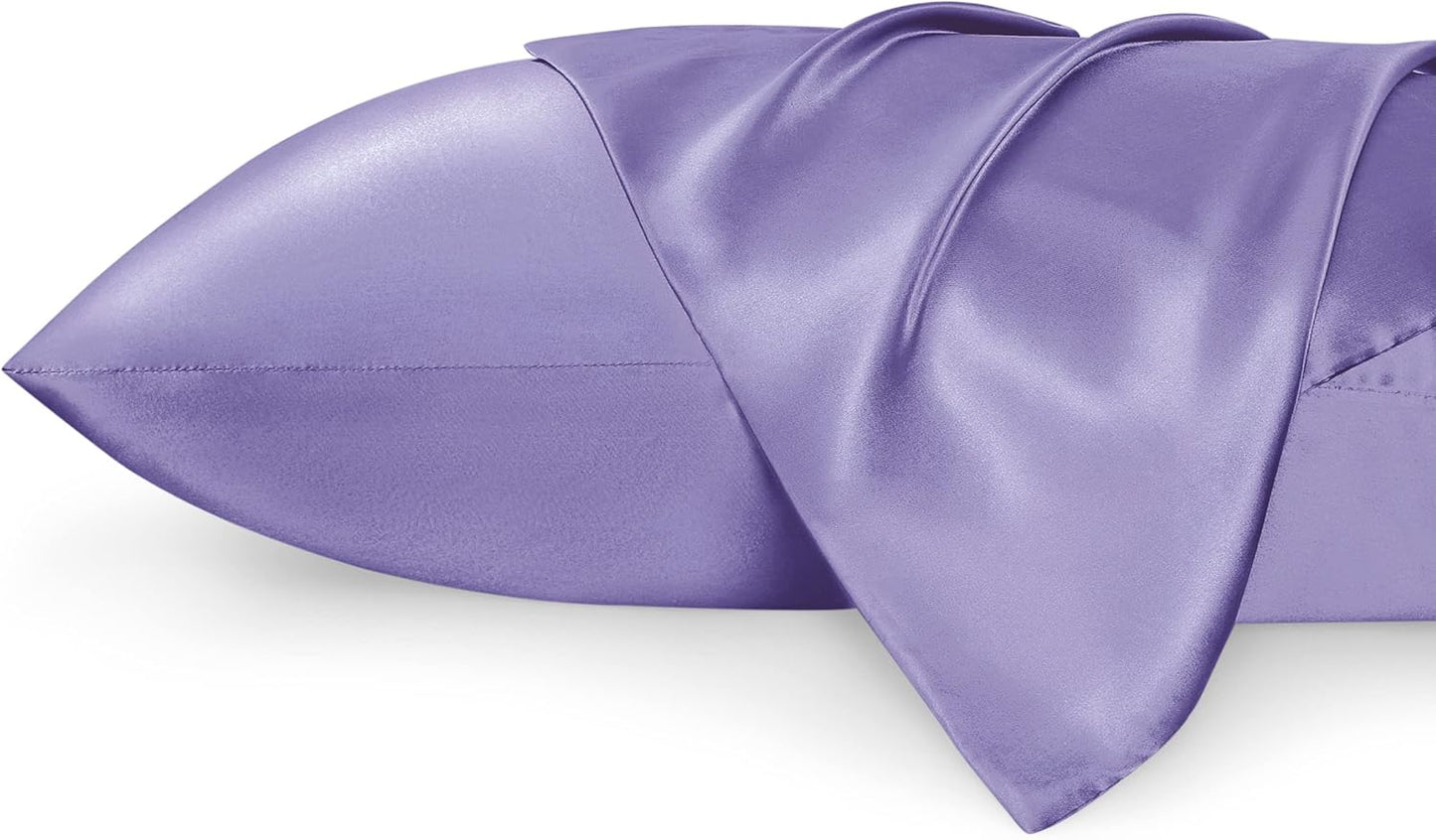 Satin Pillowcases – Queen Size Set of 2, Silk-Like Cooling Pillow Covers for Hair & Skin, Silver Grey (20x30")