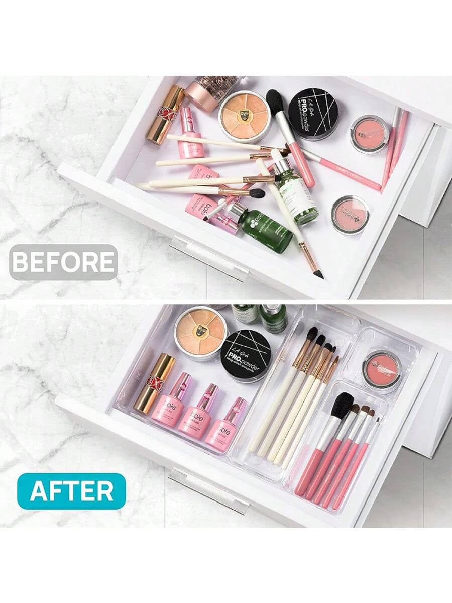 25-Piece Clear Multifunctional Drawer Organizer Box Set – 4 Sizes for Bathroom, Vanity, Kitchen, Office & More