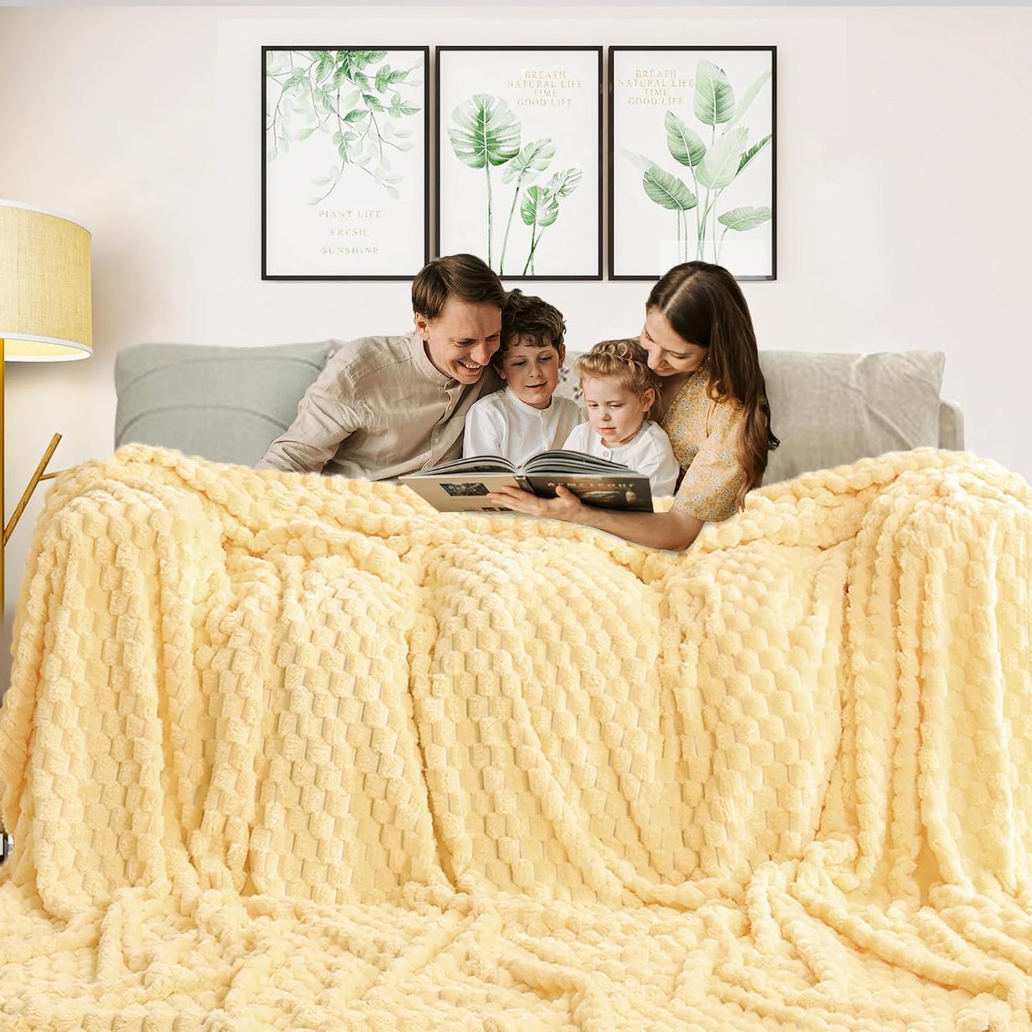 Flannel Fleece Throw Blanket(50X70 Inches), Big 3D Clouds Stylish Hexagon Jacquard Decorative Fuzzy Blankets for Household, Camping, and Travel, Super Soft Cozy, Burnt Orange
