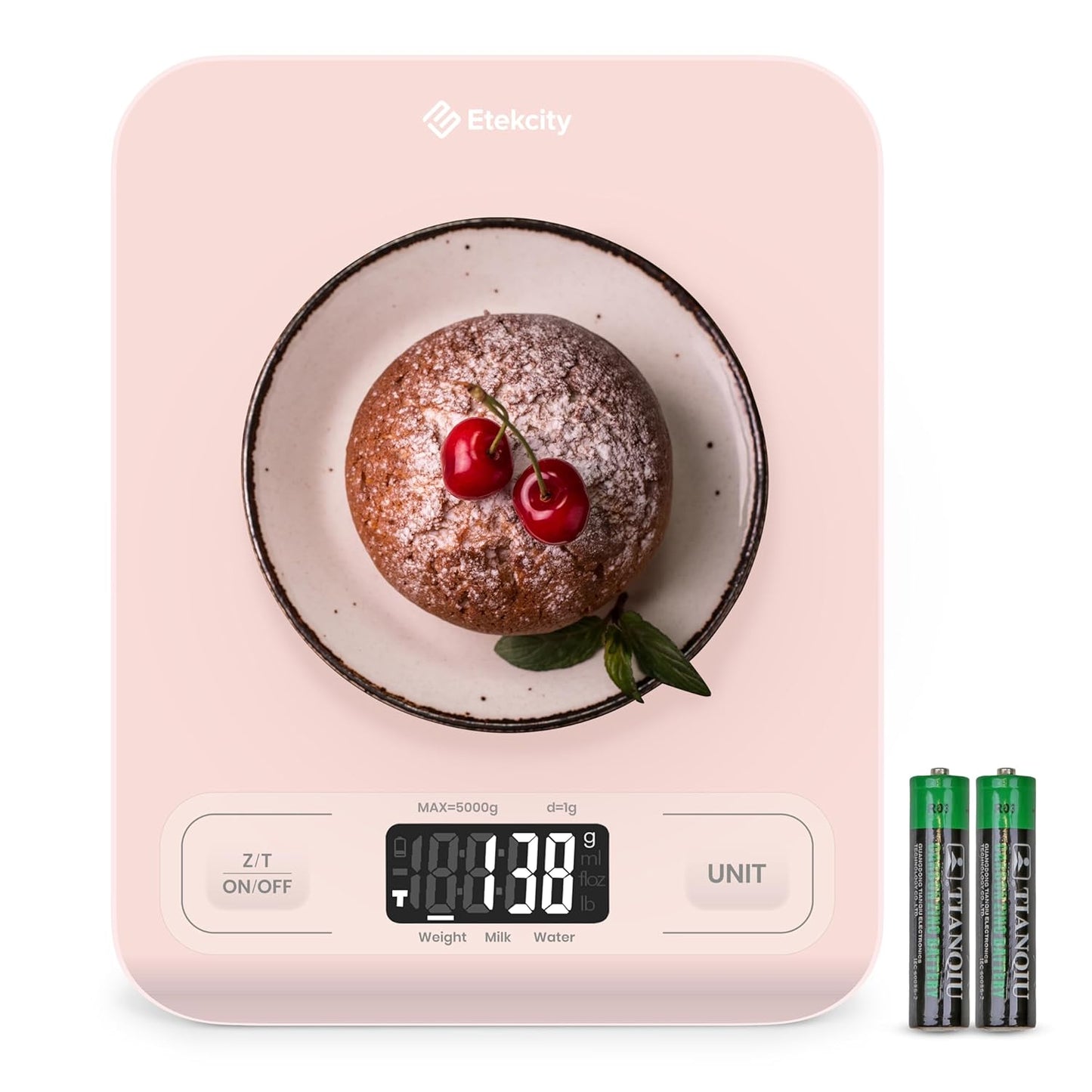 Digital Food Kitchen Scale โ Stainless Steel with LCD Display, 5-Unit Modes, Tare Function & Batteries Included (11lb Capacity)