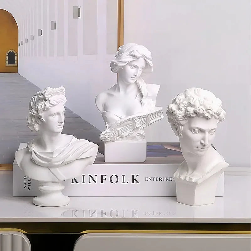 Mini Apollo Bust Statue – Greek God of Sunlight Resin Sculpture | Nordic Style Home Decor & Art Study Figurine