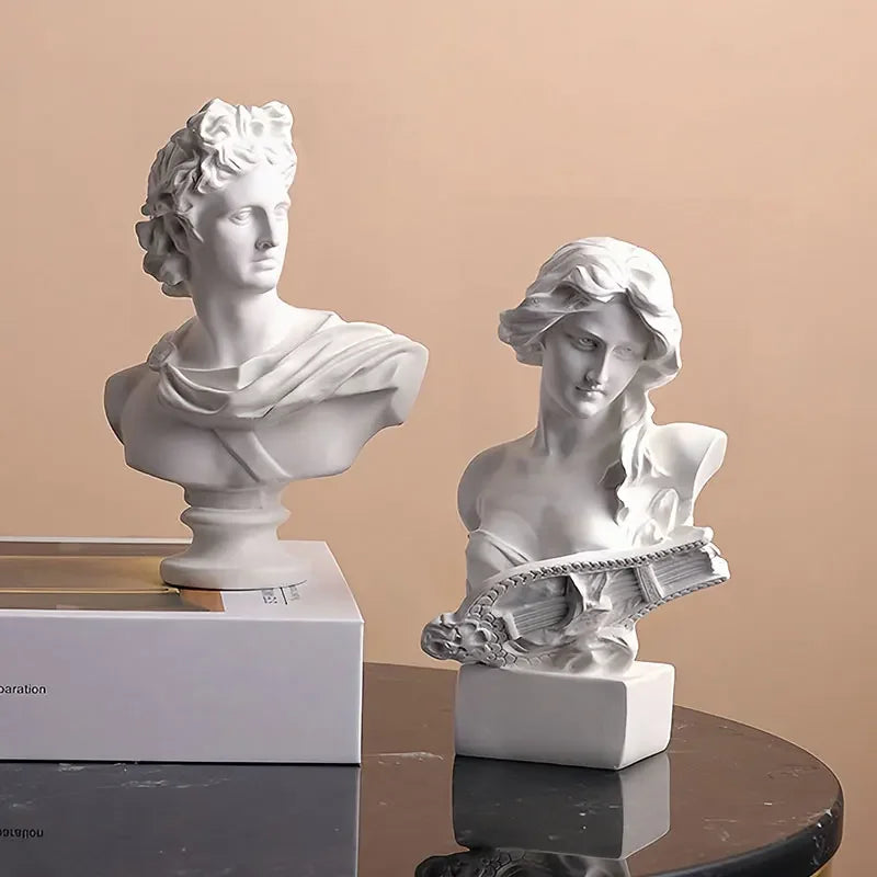 Mini Apollo Bust Statue – Greek God of Sunlight Resin Sculpture | Nordic Style Home Decor & Art Study Figurine