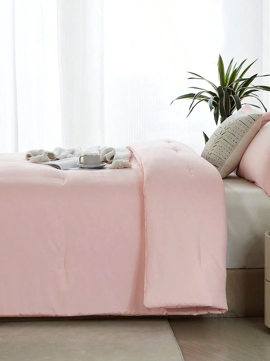 2/3-Piece Super Soft Pink Comforter Set – Queen Size Bedding for All Seasons