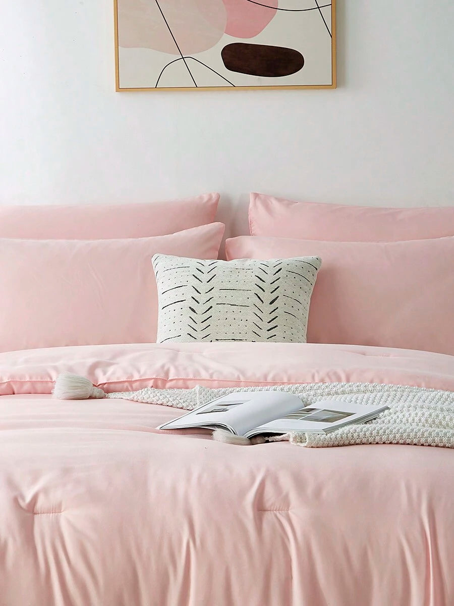 2/3-Piece Super Soft Pink Comforter Set – Queen Size Bedding for All Seasons