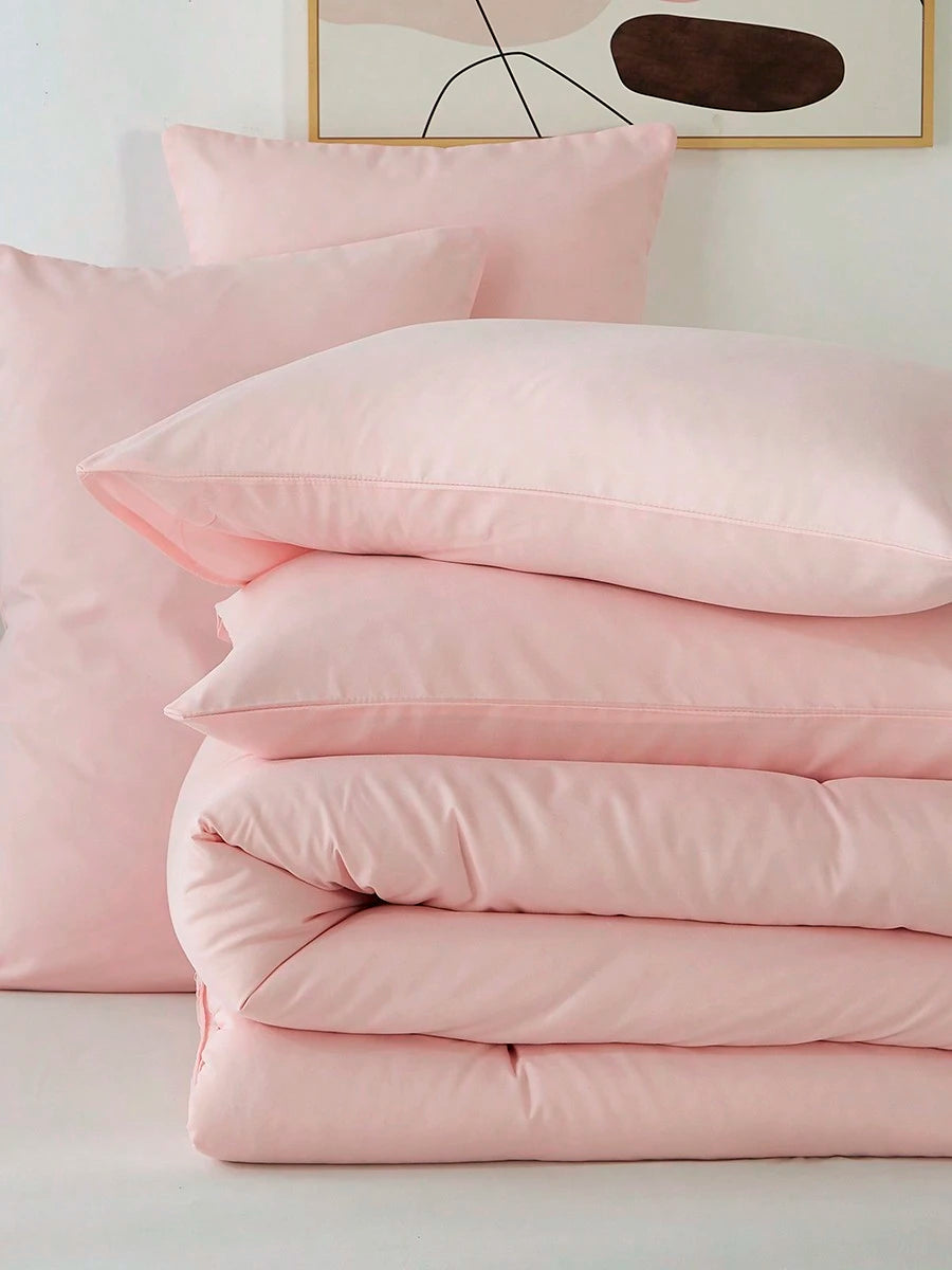 2/3-Piece Super Soft Pink Comforter Set – Queen Size Bedding for All Seasons