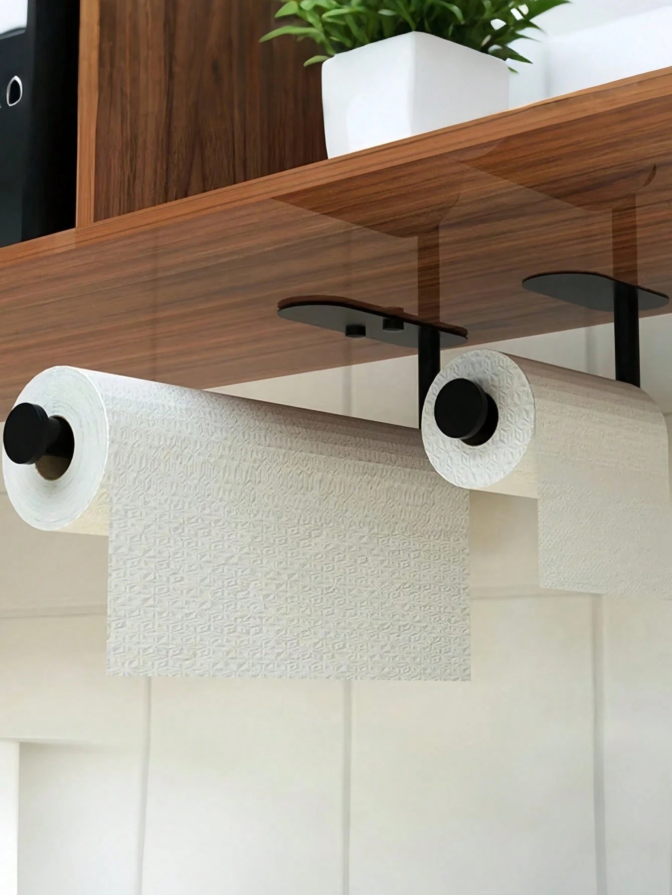 1PC Punch-Free Black Wall-Mounted Tissue Rack – Self-Adhesive & Multifunctional Storage Solution