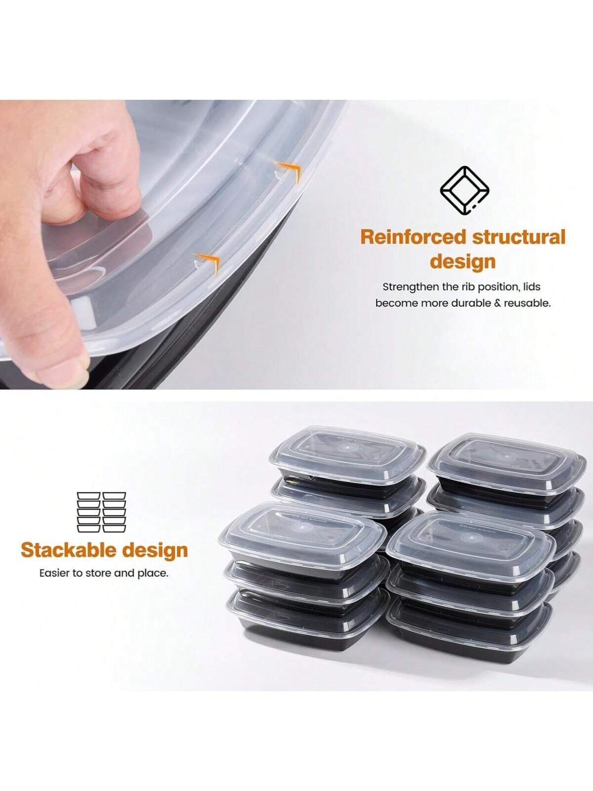 20-Pack 30.4oz Meal Prep Containers – Extra Large Microwave & Freezer Safe Bento Boxes with Lids