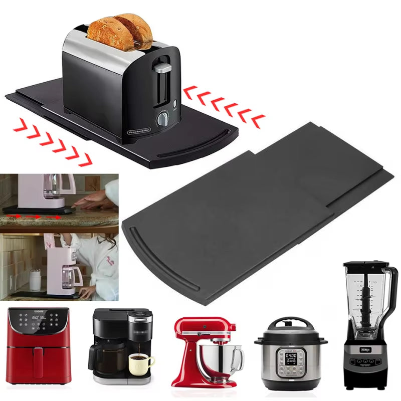 Sliding Appliance Tray with Wheels – ABS Rolling Mat for Coffee Makers, Air Fryers & Kitchen Countertop Storage