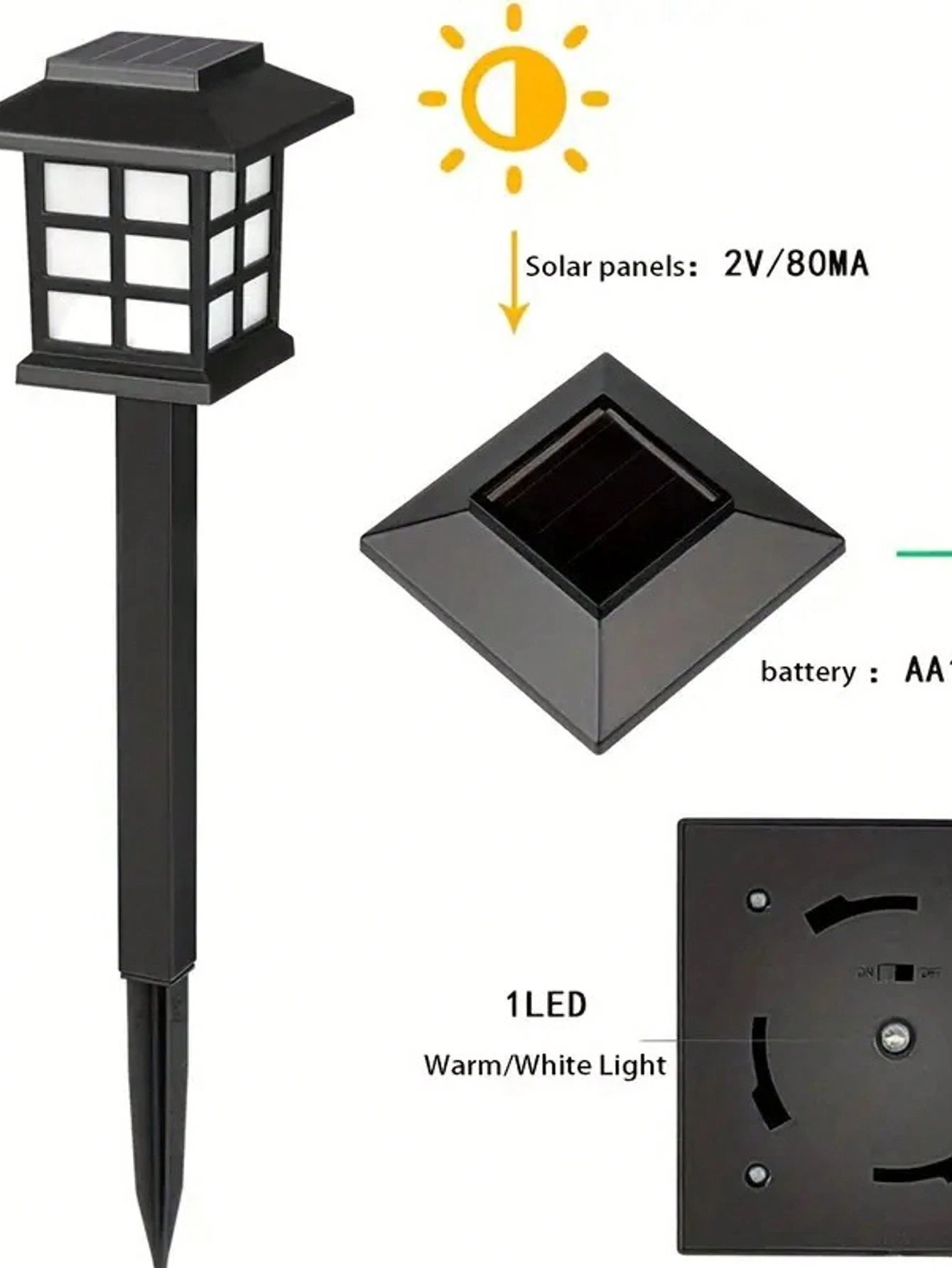 12PCS LED Solar Lawn Lights – Warm Light Pathway Lamps, Auto On/Off, Waterproof, Rust-Proof Outdoor Lighting for Garden, Landscape & Walkways