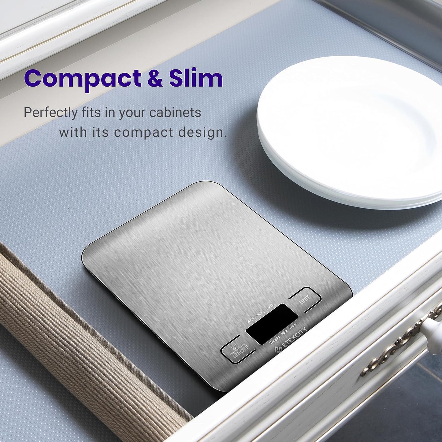 Digital Food Kitchen Scale โ Stainless Steel with LCD Display, 5-Unit Modes, Tare Function & Batteries Included (11lb Capacity)