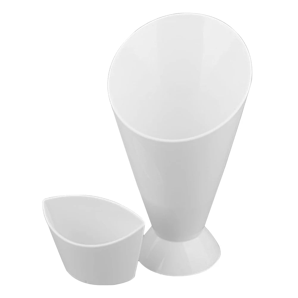 Modern Snack Cone Holder with Dual Dip Cups – Sleek French Fry & Sauce Serving Solution