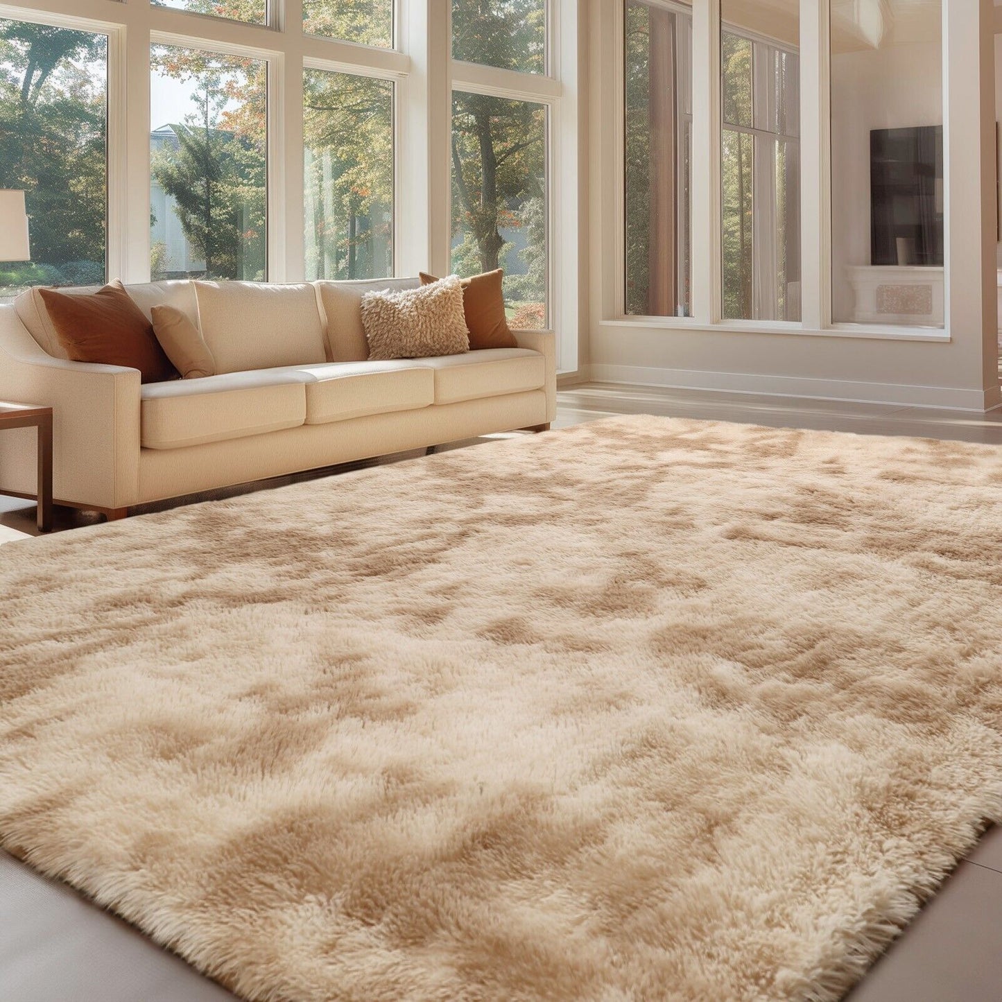 Large Grey Shaggy Area Rug – Ultra-Soft Fluffy Carpet with Non-Slip Bottom for Living Room & Bedroom