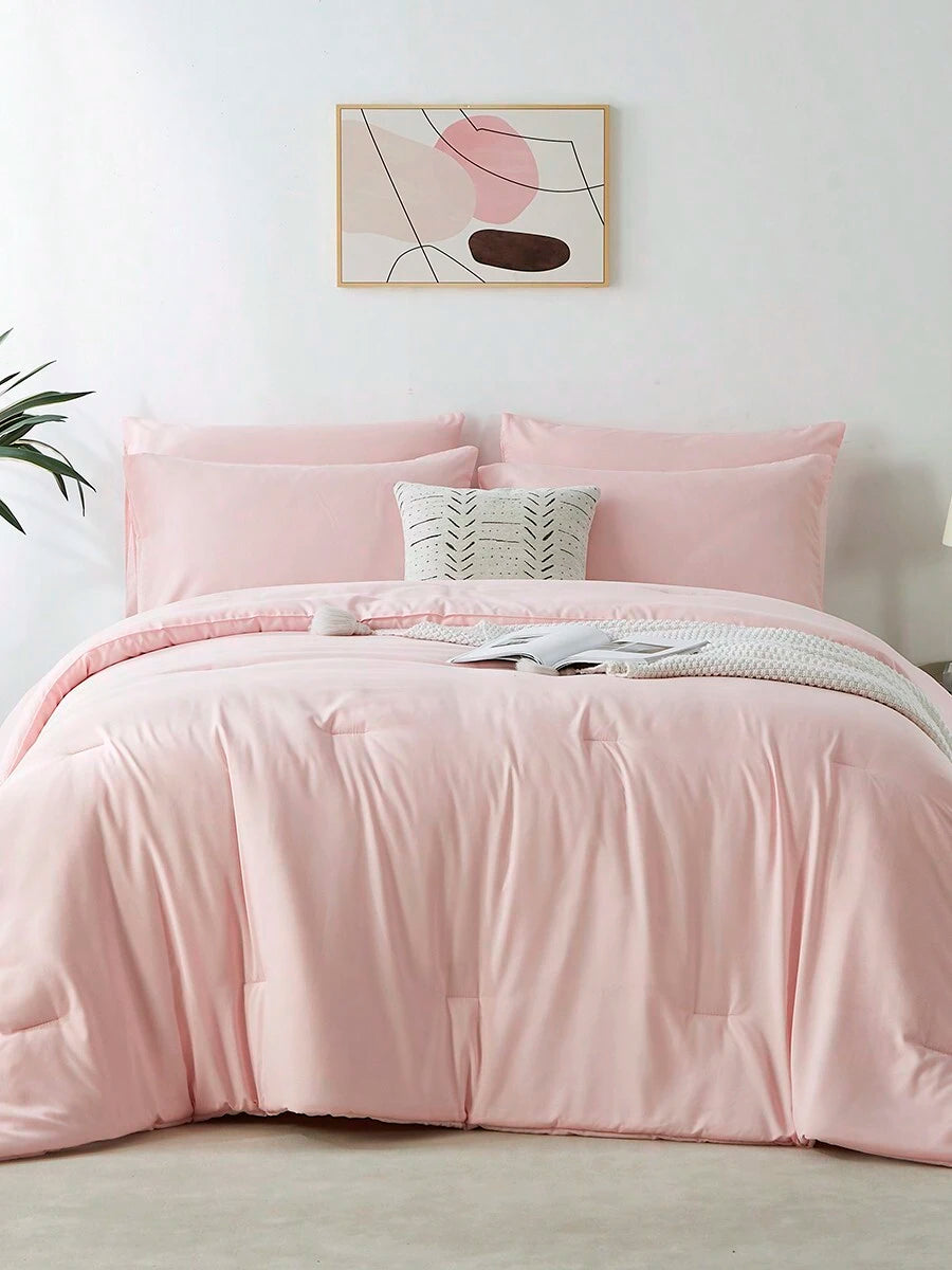 2/3-Piece Super Soft Pink Comforter Set – Queen Size Bedding for All Seasons