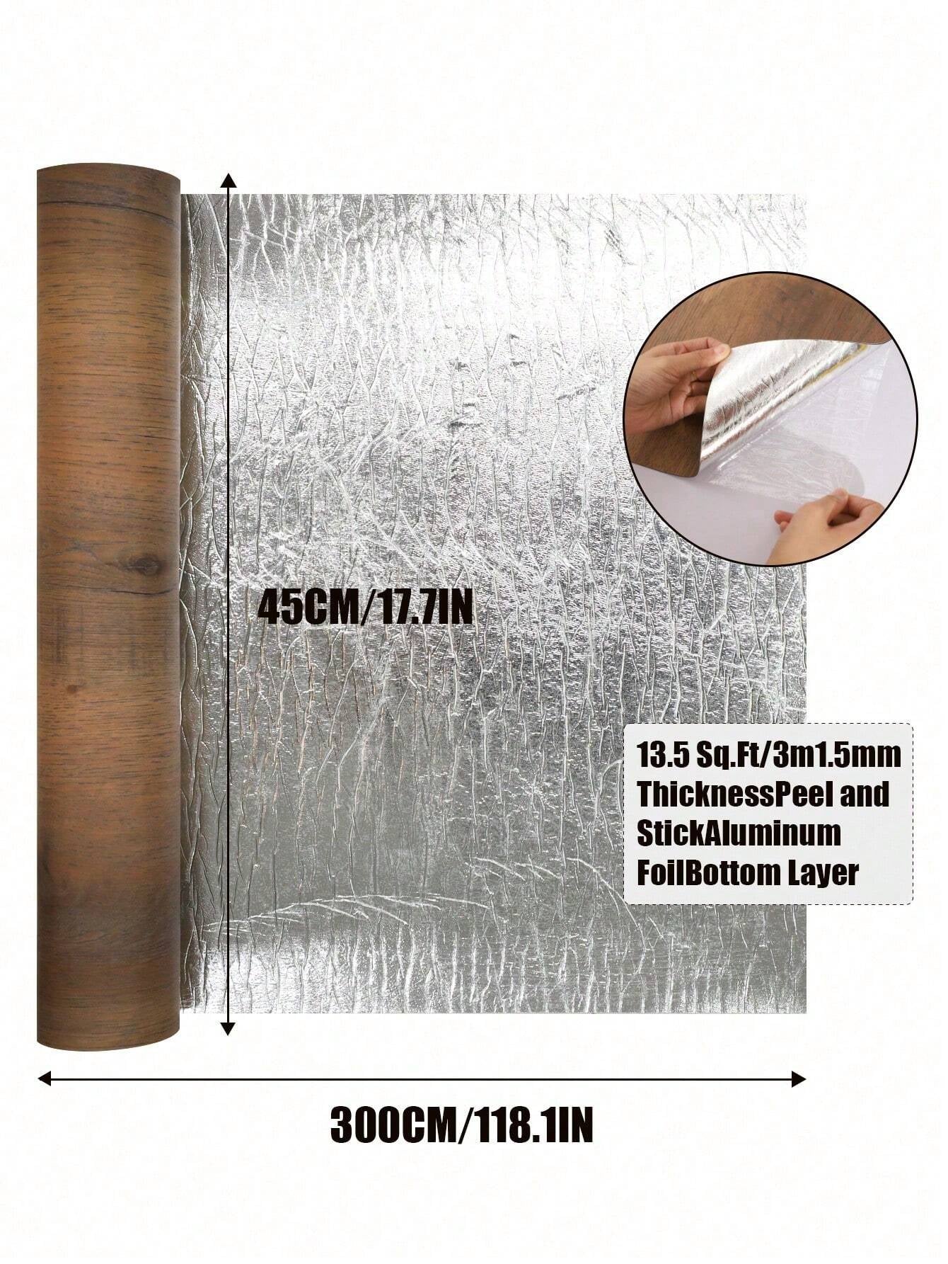 Peel & Stick Vinyl Flooring Roll – 300cm/118in Self-Adhesive Waterproof Wood Plank Floor Covering for Any Room