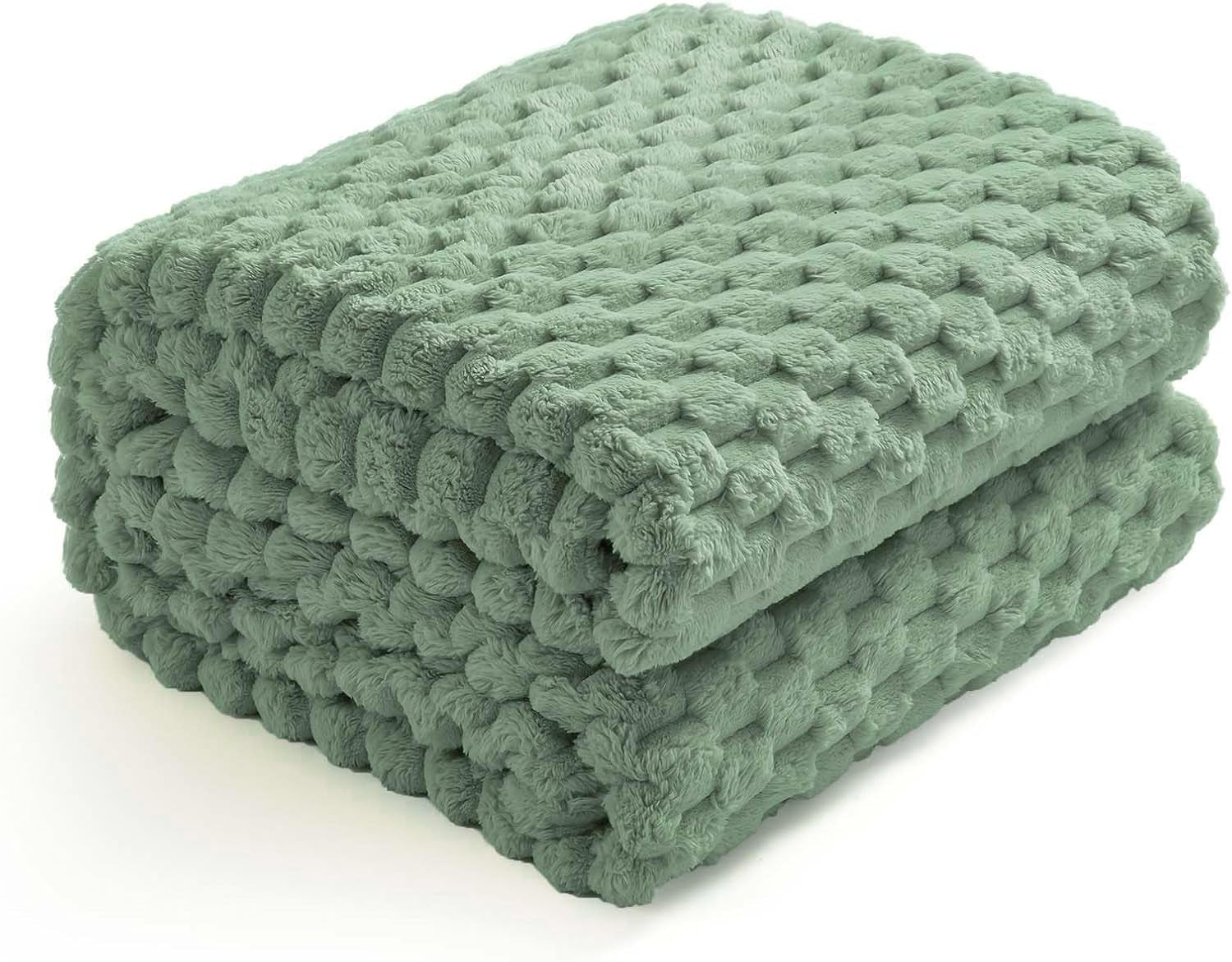 Flannel Fleece Throw Blanket(50X70 Inches), Big 3D Clouds Stylish Hexagon Jacquard Decorative Fuzzy Blankets for Household, Camping, and Travel, Super Soft Cozy, Burnt Orange