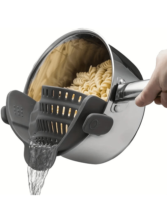 Silicone Pot Side Drainer – Clip-On Kitchen Strainer for Pasta, Vegetables & Noodles