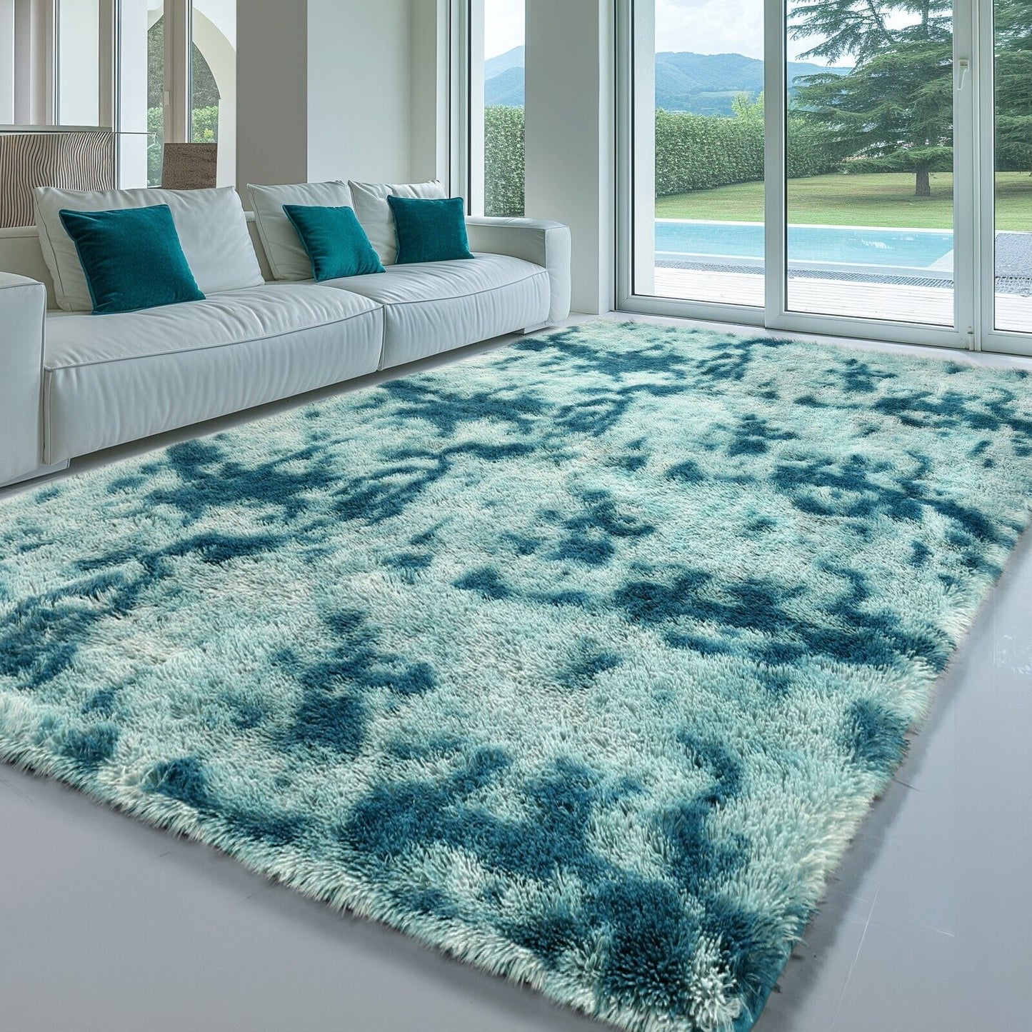 Large Grey Shaggy Area Rug – Ultra-Soft Fluffy Carpet with Non-Slip Bottom for Living Room & Bedroom