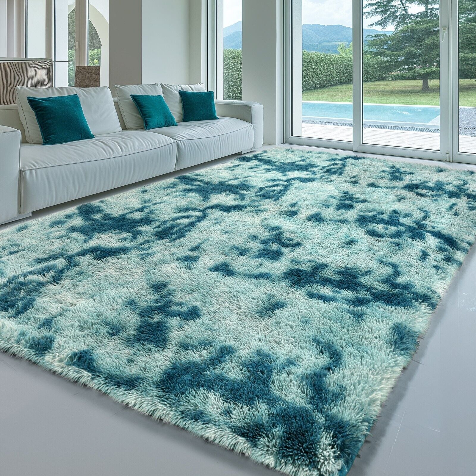 Large Grey Shaggy Area Rug – Ultra-Soft Fluffy Carpet with Non-Slip Bottom for Living Room & Bedroom