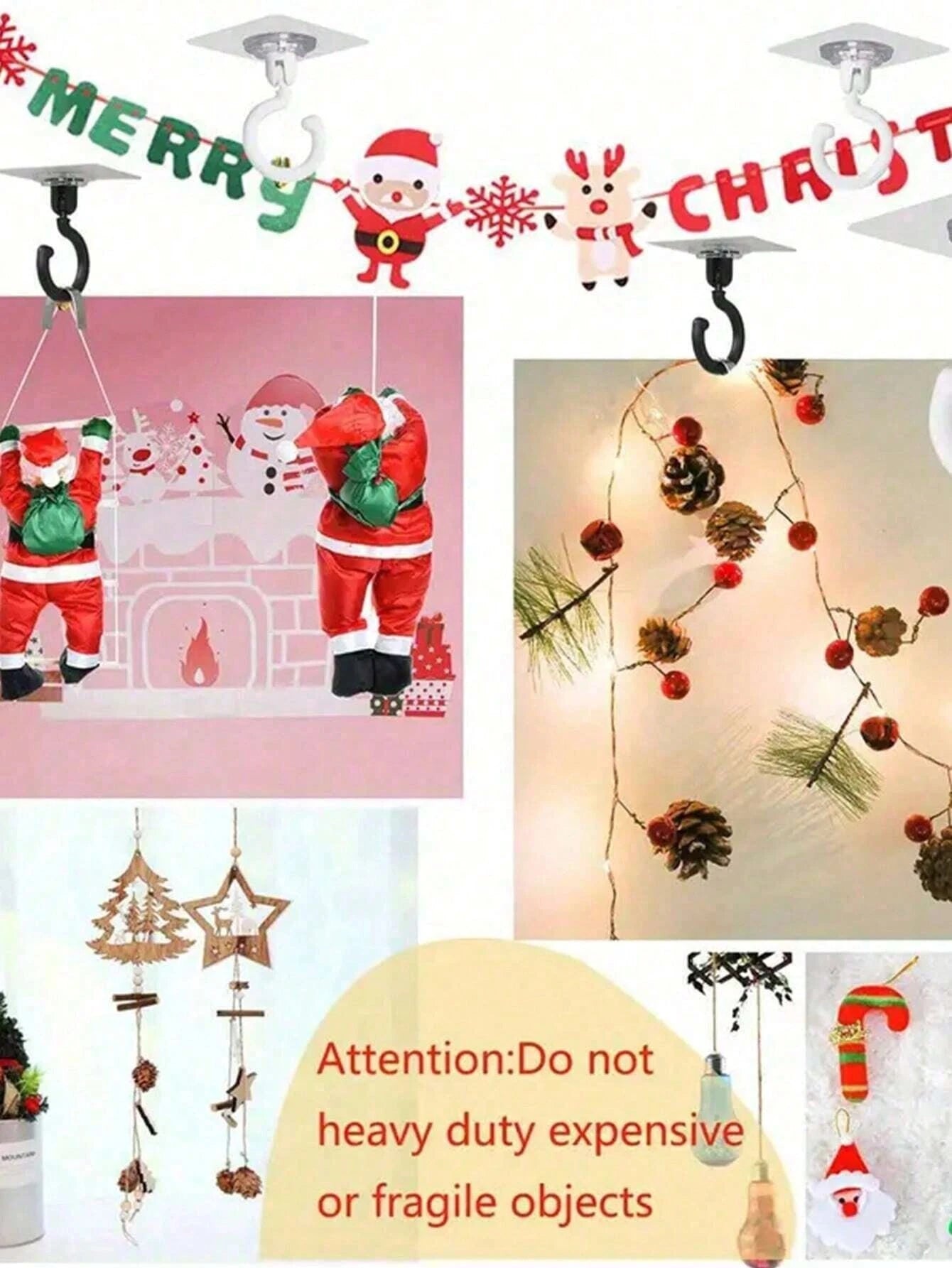 3Pcs Rotatable Ceiling Adhesive Hooks – No-Drill Sticky Hangers for Plants, Lanterns & Decor