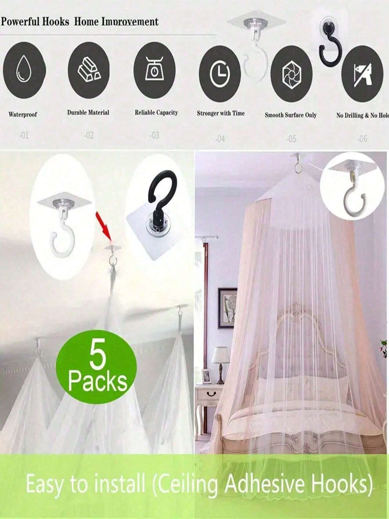 3Pcs Rotatable Ceiling Adhesive Hooks – No-Drill Sticky Hangers for Plants, Lanterns & Decor