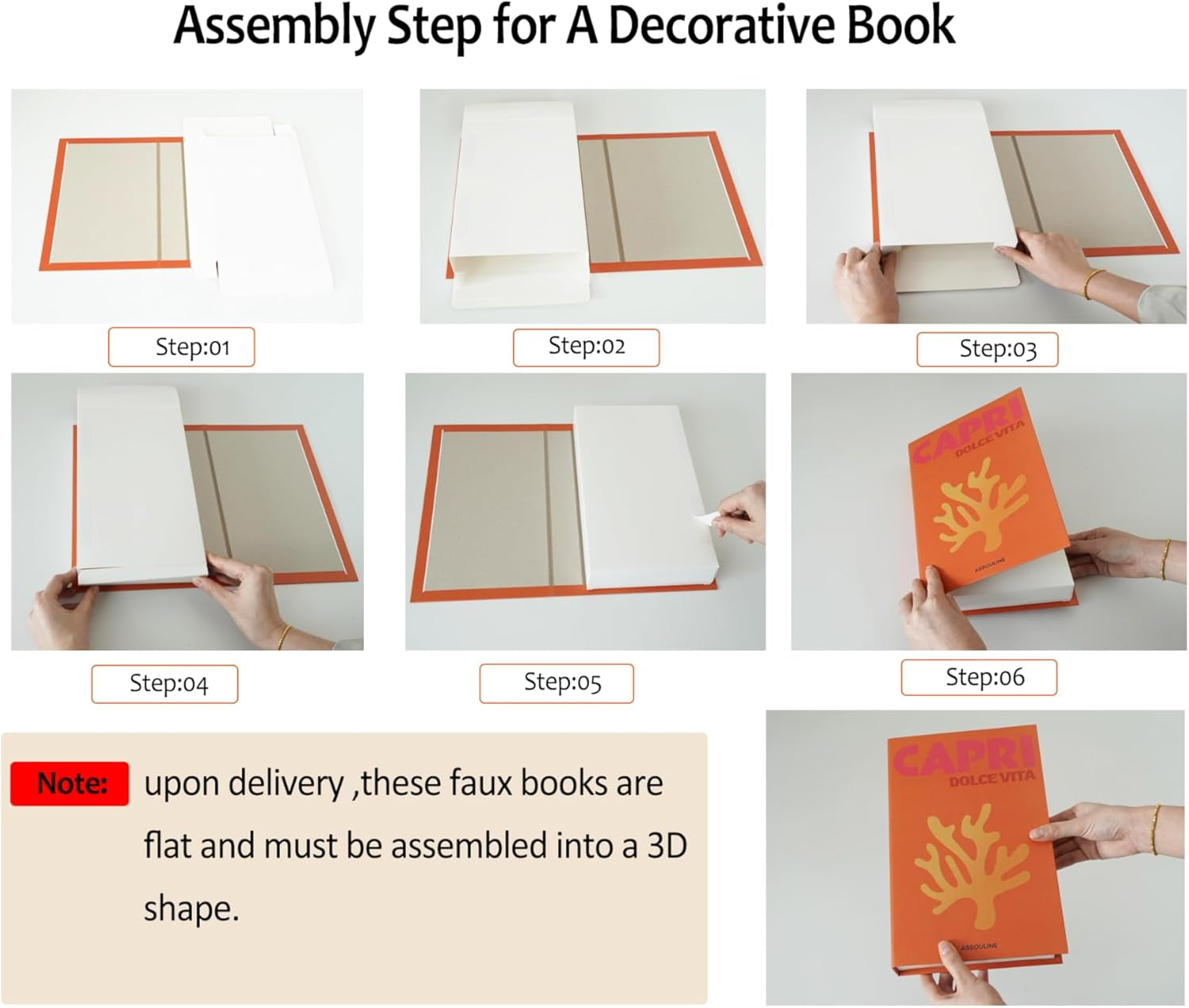 Chic Faux Book Set for Stylish Home Decor - Preppy Aesthetic Collection (Set of 3) (Orange, White, Balck)