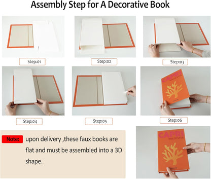 Chic Faux Book Set for Stylish Home Decor - Preppy Aesthetic Collection (Set of 3) (Orange, White, Balck)