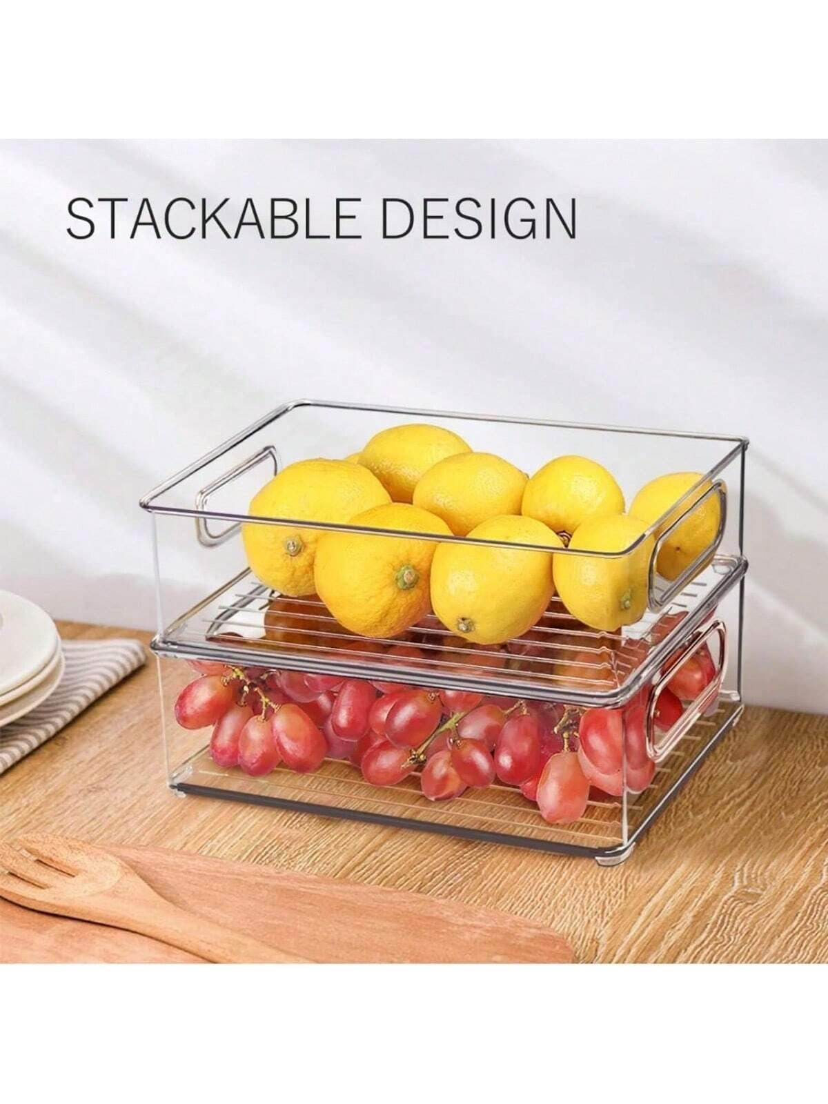 Stackable Refrigerator Organizer Bins – 3/6/9/12 Pack Clear PET Pantry Bins with Handles (3 Sizes)