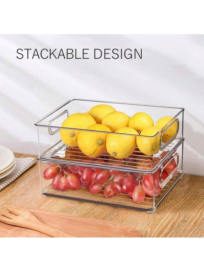 Stackable Refrigerator Organizer Bins – 3/6/9/12 Pack Clear PET Pantry Bins with Handles (3 Sizes)