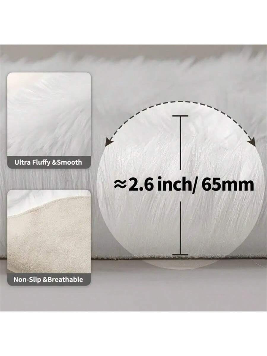 Fluffy Round Plush Carpet – Soft Long Shag Rug for Living Room & Home Decor, Machine Washable