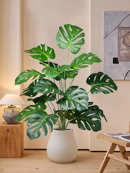 65cm Artificial Monstera Tree – 18 Forks Large Faux Tropical Plant with Turtle Leaves for Home & Garden Decor (No Pot)